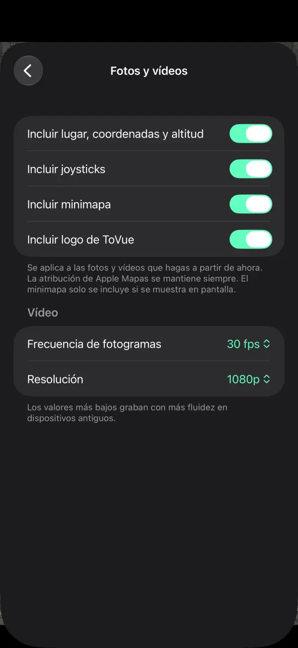 Decide qué sale en cada toma — Añade los joysticks o el minimapa